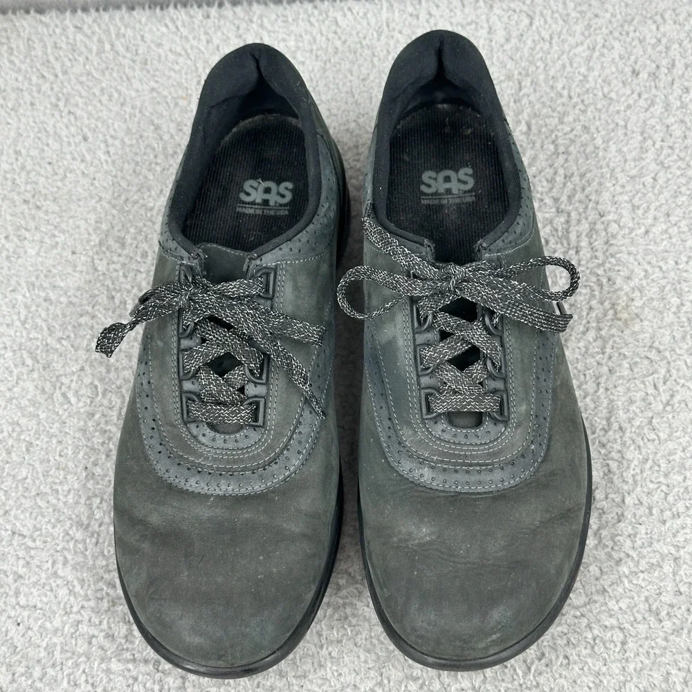 SAS Walk Easy Womens 11M Dark Gray Walking Shoes Nubuck Leather Comfort‎ USA